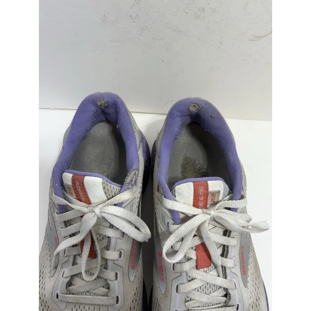 Brooks Adrenaline GTS 22 Womens Shoes Size 10 Purple Gray Running Gym Sneakers